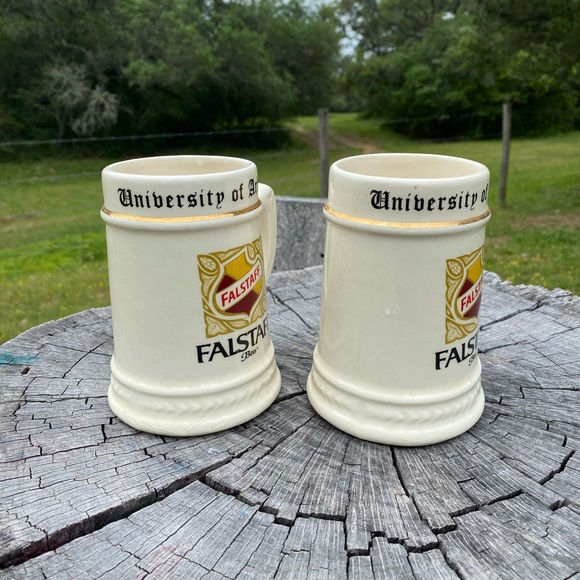 1970’s University of Arkansas Falstaff Beer Mugs - Picture 2 of 6